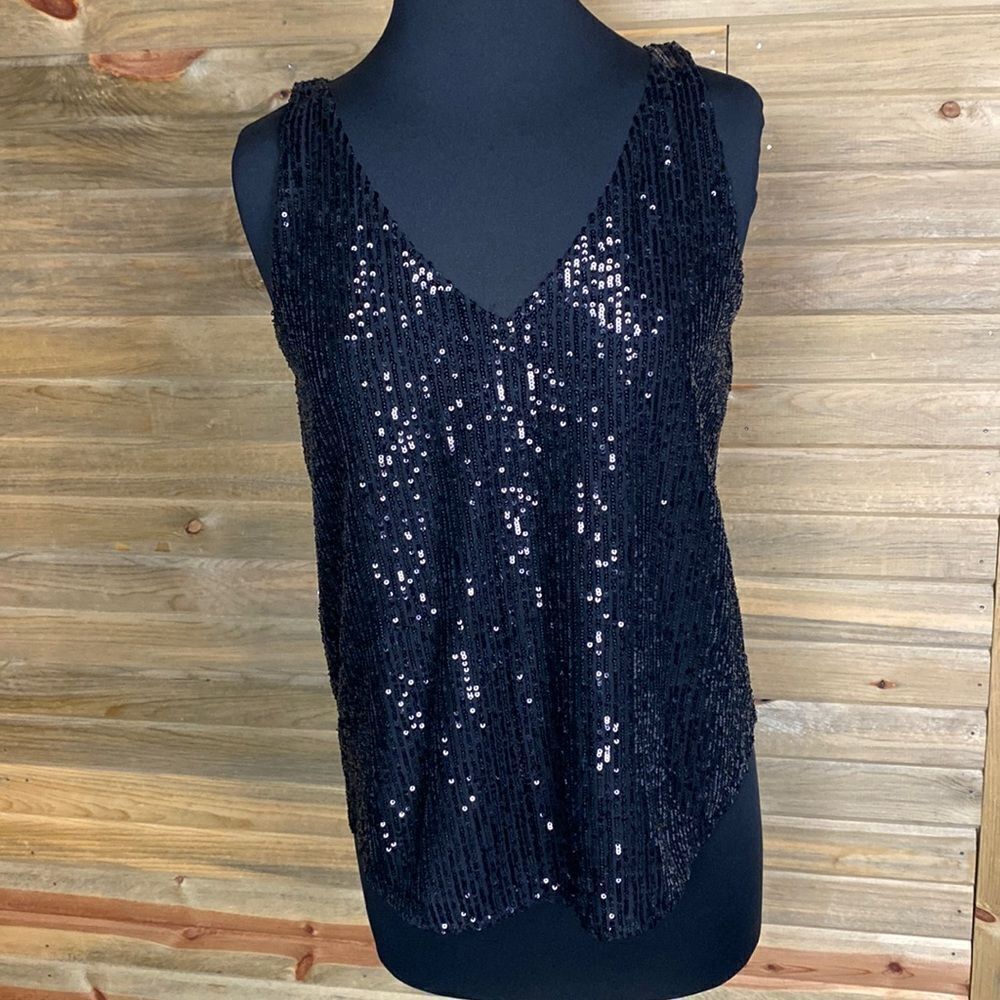 Ann Taylor Loft Black Sequin Tank Size Small 1334